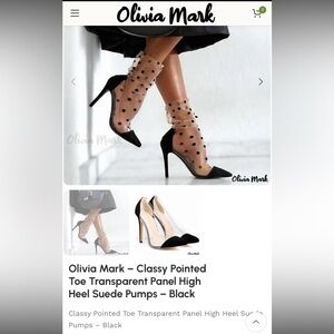 Olivia Mark black pump with clear sides. Size 8